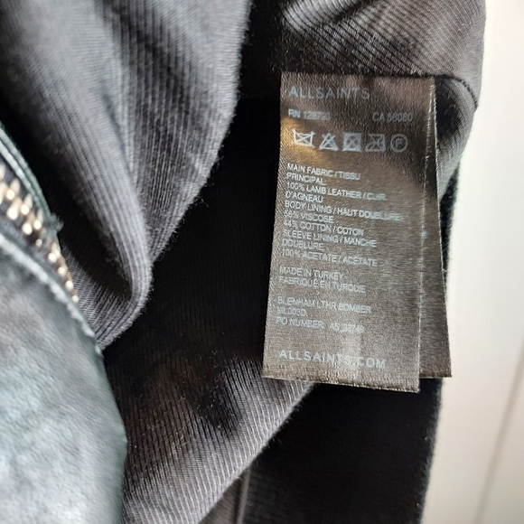 All Saints Kino Black Leather Bomber Punk Racer Rare - Picture 9 of 16